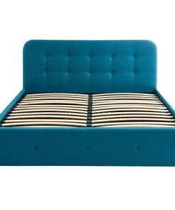 Homifab Lits Lit Coffre Sommier à Lattes Et Tête De Lit 160x200 Bleu Canard