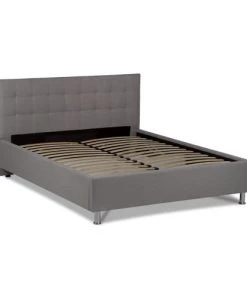 Maison Aubertin Lits Lit Coffre Tissu Gris 140x200