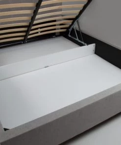 Maison Aubertin Lits Lit Coffre Tissu Gris 140x200 -Sommiers Soldes lit coffre tissu gris 140x200 3