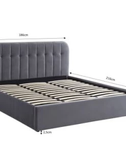 Baita Lits Lit Coffre Velours Gris Sommier 180x200cm Inclus -Sommiers Soldes lit coffre velours gris sommier 180x200cm inclus 2