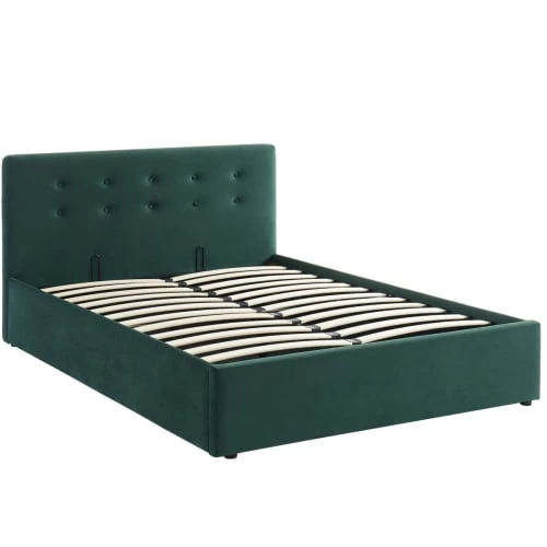 Homifab Lits Lit Coffre Velours Vert 140x190 Avec Sommier Et Tête De Lit 7 Homifab Lits Lit Coffre Velours Vert 140x190 Avec Sommier Et Tête De Lit – Image 5