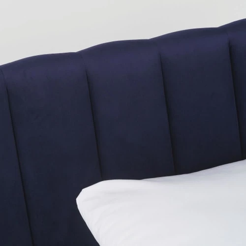 Maisons Du Monde Lits Lit Coffre Vintage 160x200 Avec Sommier à Lattes En Velours Bleu Nuit, OEKO-TEX® 5 Maisons Du Monde Lits Lit Coffre Vintage 160x200 Avec Sommier à Lattes En Velours Bleu Nuit, OEKO-TEX® – Image 3