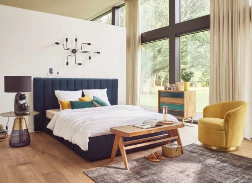 Maisons Du Monde Lits Lit Coffre Vintage 160x200 Avec Sommier à Lattes En Velours Bleu Nuit, OEKO-TEX® 7 Maisons Du Monde Lits Lit Coffre Vintage 160x200 Avec Sommier à Lattes En Velours Bleu Nuit, OEKO-TEX® – Image 5