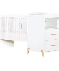 BabyPrice Lits Lit Combiné Evolutif 120x60 En 90x190 En Bois Blanc