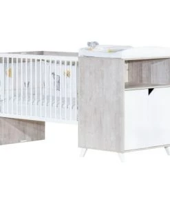 BabyPrice Lits Lit Combiné Evolutif 120x60 En 90x190 En Bois Gris Foncé