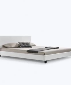 Hypnia Lits Lit Contemporain Blanc-140 X 190 (cm) -Sommiers Soldes lit contemporain blanc 140 x 190 cm 2