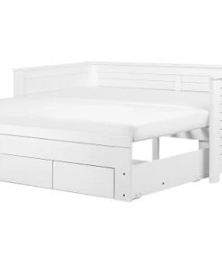 Beliani Lits Lit D'enfant En Bois Solide Blanc 90x200