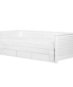 Beliani Lits Lit D'enfant En Bois Solide Blanc 90x200 -Sommiers Soldes lit d enfant en bois solide blanc 90x200 3