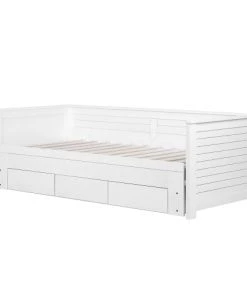 Beliani Lits Lit D'enfant En Bois Solide Blanc 90x200 -Sommiers Soldes lit d enfant en bois solide blanc 90x200 4