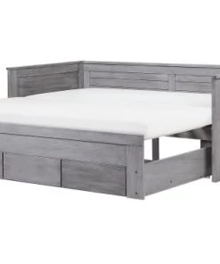 Beliani Lits Lit D'enfant En Bois Solide Gris 90x200