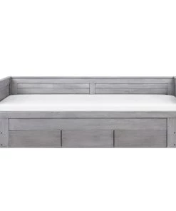 Beliani Lits Lit D'enfant En Bois Solide Gris 90x200 -Sommiers Soldes lit d enfant en bois solide gris 90x200 5