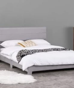 Concept Usine Lits Lit Design 140x190 Cm En Lin Gris -Sommiers Soldes lit design 140x190 cm en lin gris 2