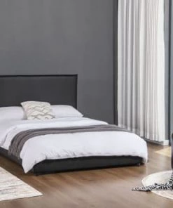 Concept Usine Lits Lit Design 140x190 Cm En Similicuir Noir -Sommiers Soldes lit design 140x190 cm en similicuir noir 2