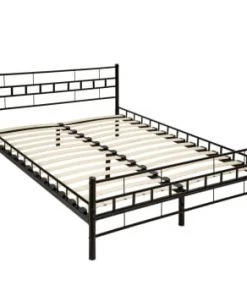 Tectake Lits Lit Design Moderne Avec Sommier 200 X 140 Cm Noir -Sommiers Soldes lit design moderne avec sommier 200 x 140 cm noir 5