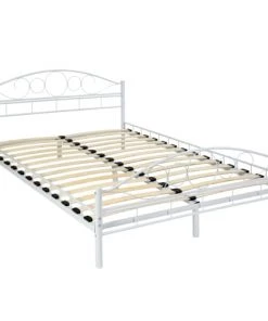 Tectake Lits Lit Design Romantique Avec Sommier 200 X 140 Cm Blanc/blanc