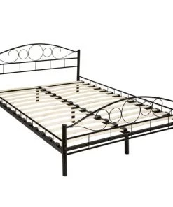 Tectake Lits Lit Design Romantique Avec Sommier 200 X 140 Cm Noir