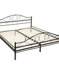 Tectake Lits Lit Design Romantique Avec Sommier 200 X 180 Cm Noir/noir