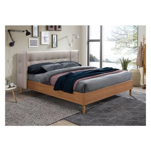 Rendez Vous Déco Lits Lit Double 140x190 Cm En Tissu Beige 4 Rendez Vous Déco Lits Lit Double 140x190 Cm En Tissu Beige – Image 2