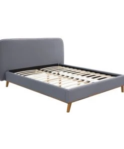 Rendez Vous Déco Lits Lit Double 140x190 Cm En Tissu Bleu Gris -Sommiers Soldes lit double 140x190 cm en tissu bleu gris 2