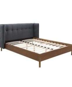 Rendez Vous Déco Lits Lit Double 140x190 Cm En Tissu Gris Foncé -Sommiers Soldes lit double 140x190 cm en tissu gris fonce 3