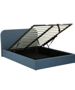 Rendez Vous Déco Lits Lit Double Avec Coffre 140x190 Cm En Tissu Bleu -Sommiers Soldes lit double avec coffre 140x190 cm en tissu bleu 4