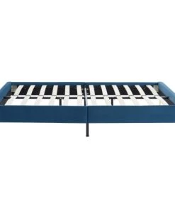 Homifab Lits Lit Double Avec Sommier 140x190cm En Velours Bleu Canard -Sommiers Soldes lit double avec sommier 140x190cm en velours bleu canard 4