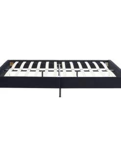 Homifab Lits Lit Double Avec Sommier 140x190cm En Velours Noir -Sommiers Soldes lit double avec sommier 140x190cm en velours noir 5