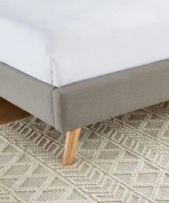 Homifab Lits Lit Double Avec Sommier 160x200cm En Tissu Gris Clair -Sommiers Soldes lit double avec sommier 160x200cm en tissu gris clair 5