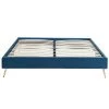 Homifab Lits Lit Double Avec Sommier 160x200cm En Velours Bleu Canard -Sommiers Soldes lit double avec sommier 160x200cm en velours bleu canard