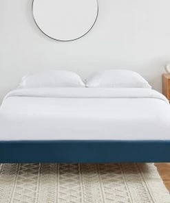 Homifab Lits Lit Double Avec Sommier 160x200cm En Velours Bleu Canard -Sommiers Soldes lit double avec sommier 160x200cm en velours bleu canard 3