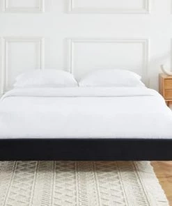 Homifab Lits Lit Double Avec Sommier 160x200cm En Velours Noir -Sommiers Soldes lit double avec sommier 160x200cm en velours noir 3