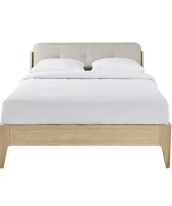 Maisons Du Monde Lits Lit Double Beige, Couchage 140x190