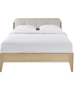 Maisons Du Monde Lits Lit Double Beige, Couchage 140x190 -Sommiers Soldes lit double beige couchage 140x190 jordan 1000 3 17 199277 1