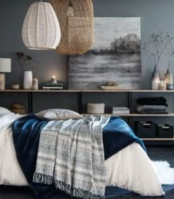 Maisons Du Monde Lits Lit Double Bleu, Couchage 140x190 -Sommiers Soldes lit double bleu couchage 140x190 1000 2 16 199276 5