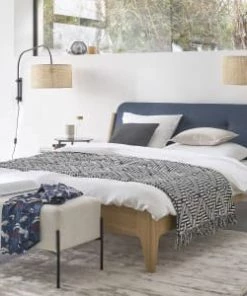 Maisons Du Monde Lits Lit Double Bleu, Couchage 140x190 -Sommiers Soldes lit double bleu couchage 140x190 1000 2 16 199276 6