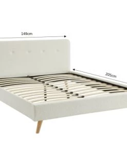Baita Lits Lit Double Bouclette Blanche Sommier 140x190cm Inclus -Sommiers Soldes lit double bouclette blanche sommier 140x190cm inclus 2