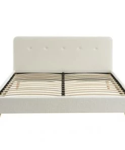 Baita Lits Lit Double Bouclette Blanche Sommier 140x190cm Inclus