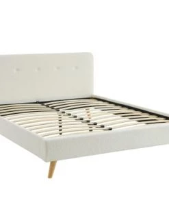 Baita Lits Lit Double Bouclette Blanche Sommier 140x190cm Inclus -Sommiers Soldes lit double bouclette blanche sommier 140x190cm inclus 4