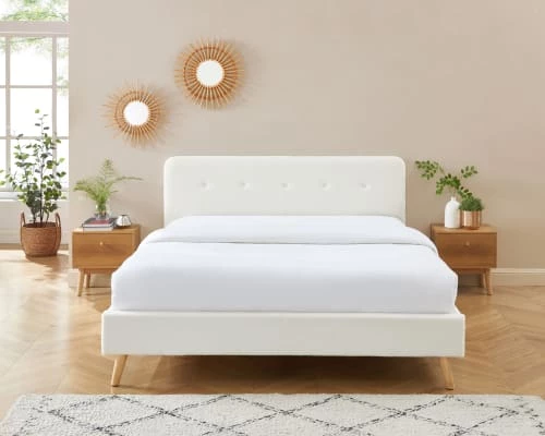 Baita Lits Lit Double Bouclette Blanche Sommier 160x200cm Inclus 4 Baita Lits Lit Double Bouclette Blanche Sommier 160x200cm Inclus – Image 2