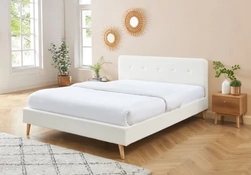 Baita Lits Lit Double Bouclette Blanche Sommier 160x200cm Inclus 5 Baita Lits Lit Double Bouclette Blanche Sommier 160x200cm Inclus – Image 3