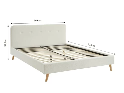 Baita Lits Lit Double Bouclette Blanche Sommier 160x200cm Inclus 6 Baita Lits Lit Double Bouclette Blanche Sommier 160x200cm Inclus – Image 4