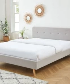 Baita Lits Lit Double Bouclette Grise Sommier 140x190cm Inclus -Sommiers Soldes lit double bouclette grise sommier 140x190cm inclus 2