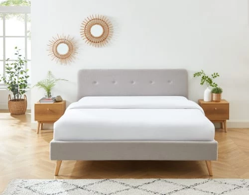 Baita Lits Lit Double Bouclette Grise Sommier 160x200cm Inclus 4 Baita Lits Lit Double Bouclette Grise Sommier 160x200cm Inclus – Image 2