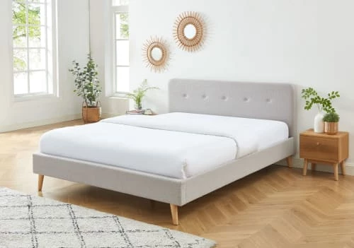 Baita Lits Lit Double Bouclette Grise Sommier 160x200cm Inclus 5 Baita Lits Lit Double Bouclette Grise Sommier 160x200cm Inclus – Image 3