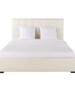 Maisons Du Monde Lits Lit Double Capitonné Ivoire Avec Rangements, Couchage 180x200