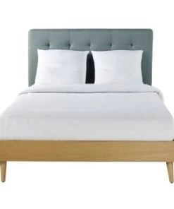 Maisons Du Monde Lits Lit Double Capitonné Vert Et Eucalyptus, Couchage 160x200 -Sommiers Soldes lit double capitonne vert et eucalyptus couchage 160x200 1000 3 8 199022 1 1