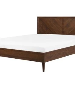 Beliani Lits Lit Double En Bois D'ingénierie Bois Foncé 140x200