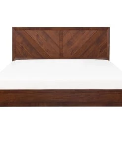 Beliani Lits Lit Double En Bois D'ingénierie Bois Foncé 140x200 -Sommiers Soldes lit double en bois d ingenierie bois fonce 140x200 3