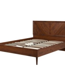 Beliani Lits Lit Double En Bois D'ingénierie Bois Foncé 140x200 -Sommiers Soldes lit double en bois d ingenierie bois fonce 140x200 4