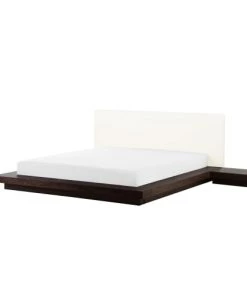 Beliani Lits Lit Double En Bois D'ingénierie Bois Foncé 160x200 -Sommiers Soldes lit double en bois d ingenierie bois fonce 160x200 3